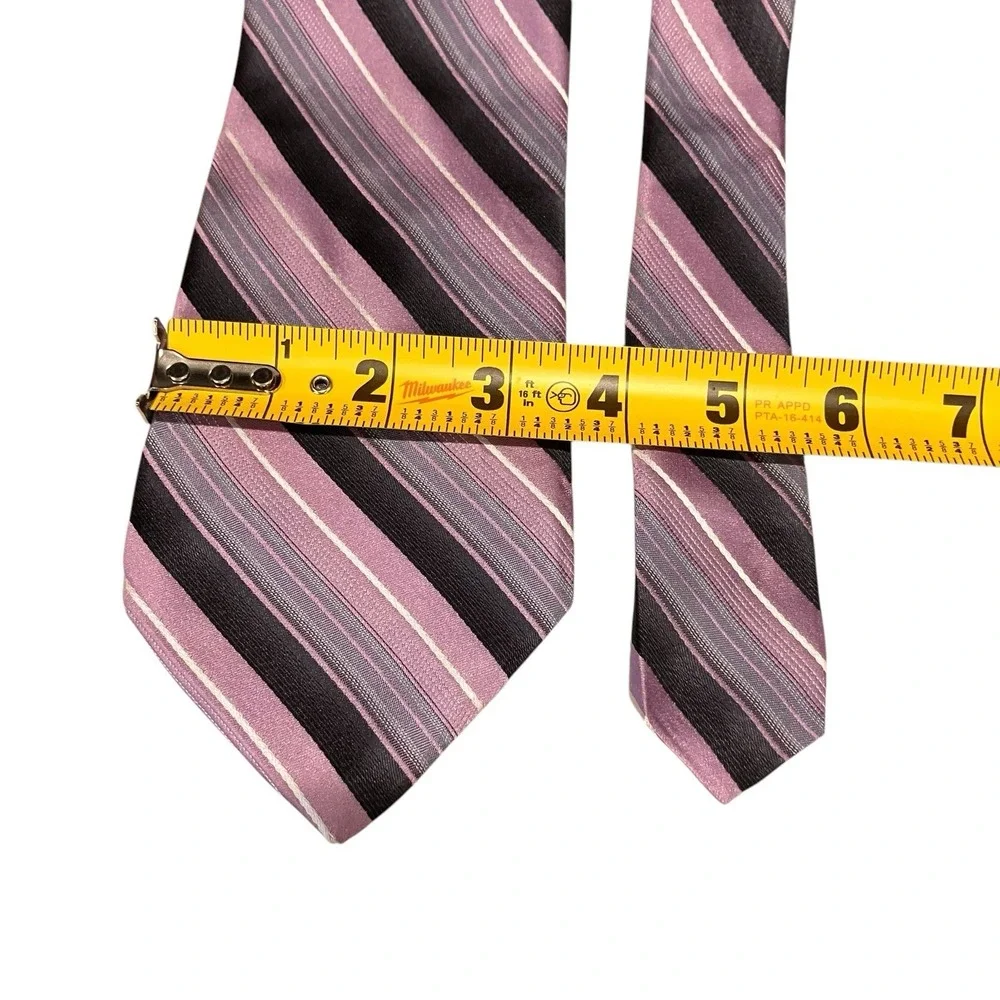 Paul Dione Men's Tie Rep 100% Silk Necktie Designer‎ Purple Black Grey White